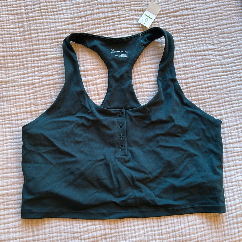 Green aerie racer back tank top